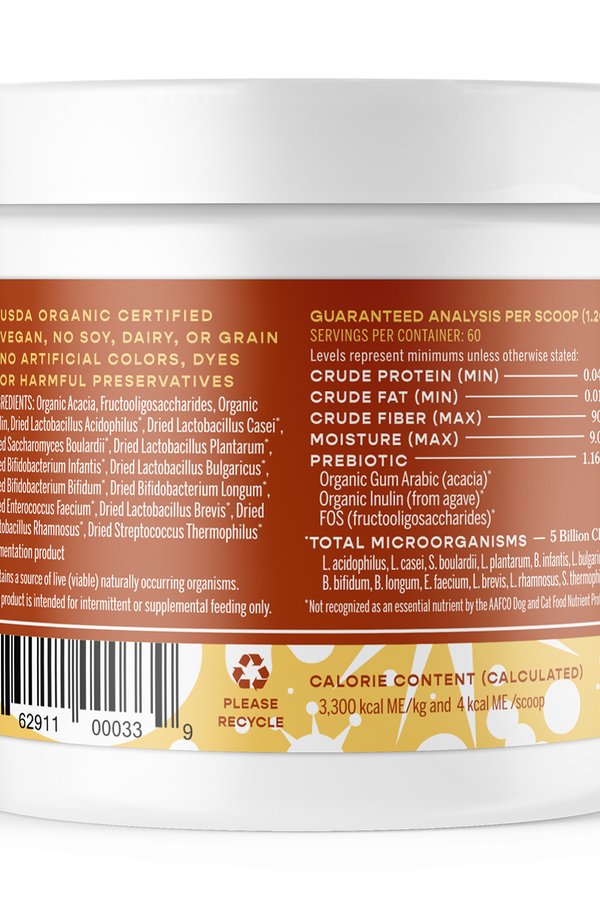 Organic Probiotics with Prebiotics for Dogs & Cats