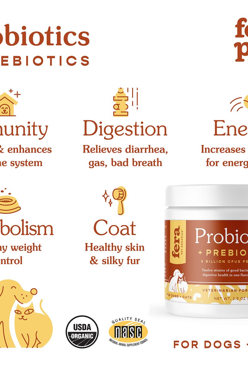 Organic Probiotics with Prebiotics for Dogs & Cats