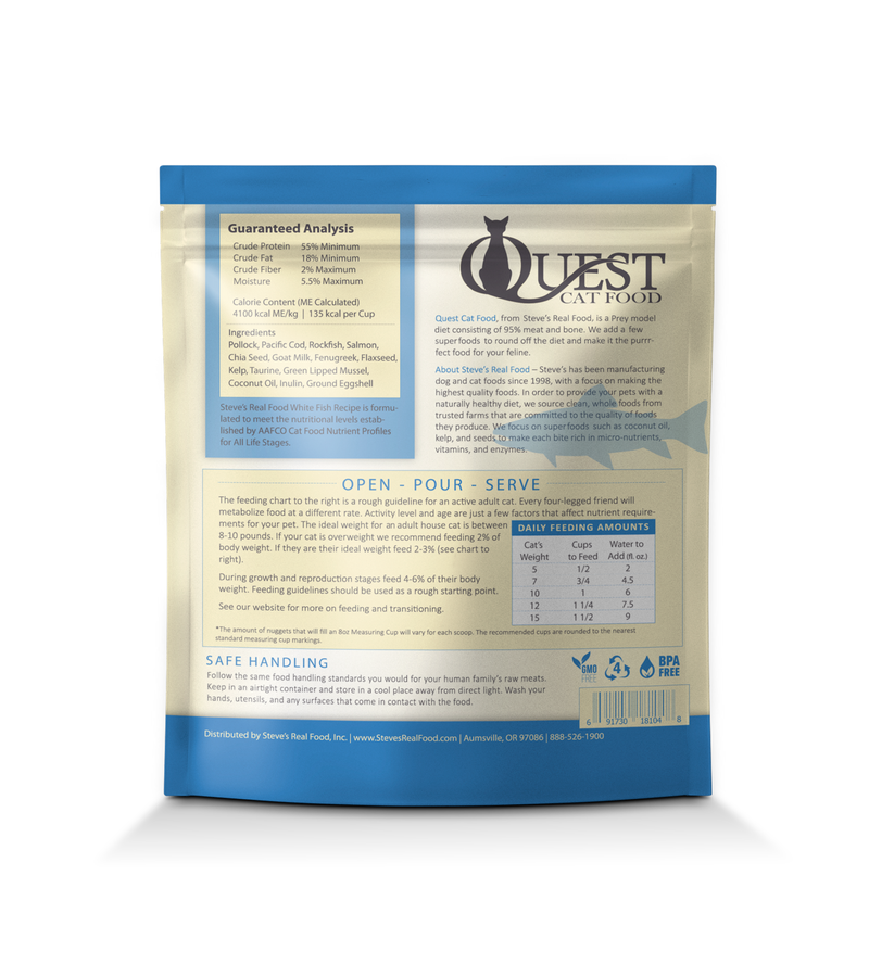 Quest Cat's Food - Freeze Dried White Fish Bite Size Nugget