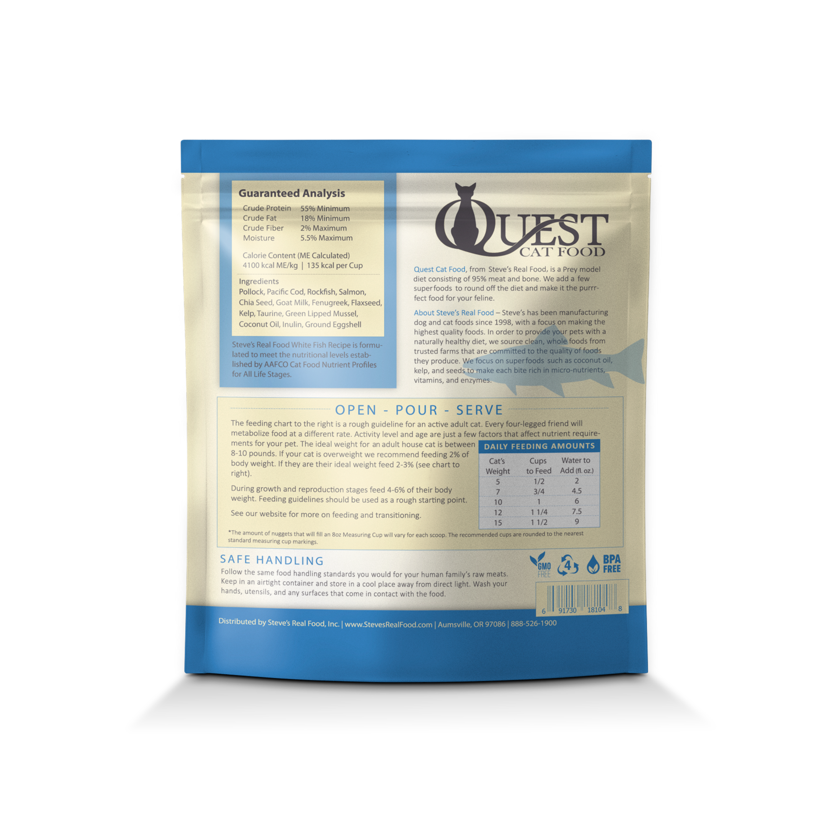 Quest Cat's Food - Freeze Dried White Fish Bite Size Nugget