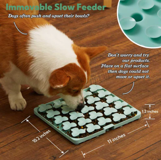 Puzzle Feeder Interactive Dog Slow Feeder Mat (Green)