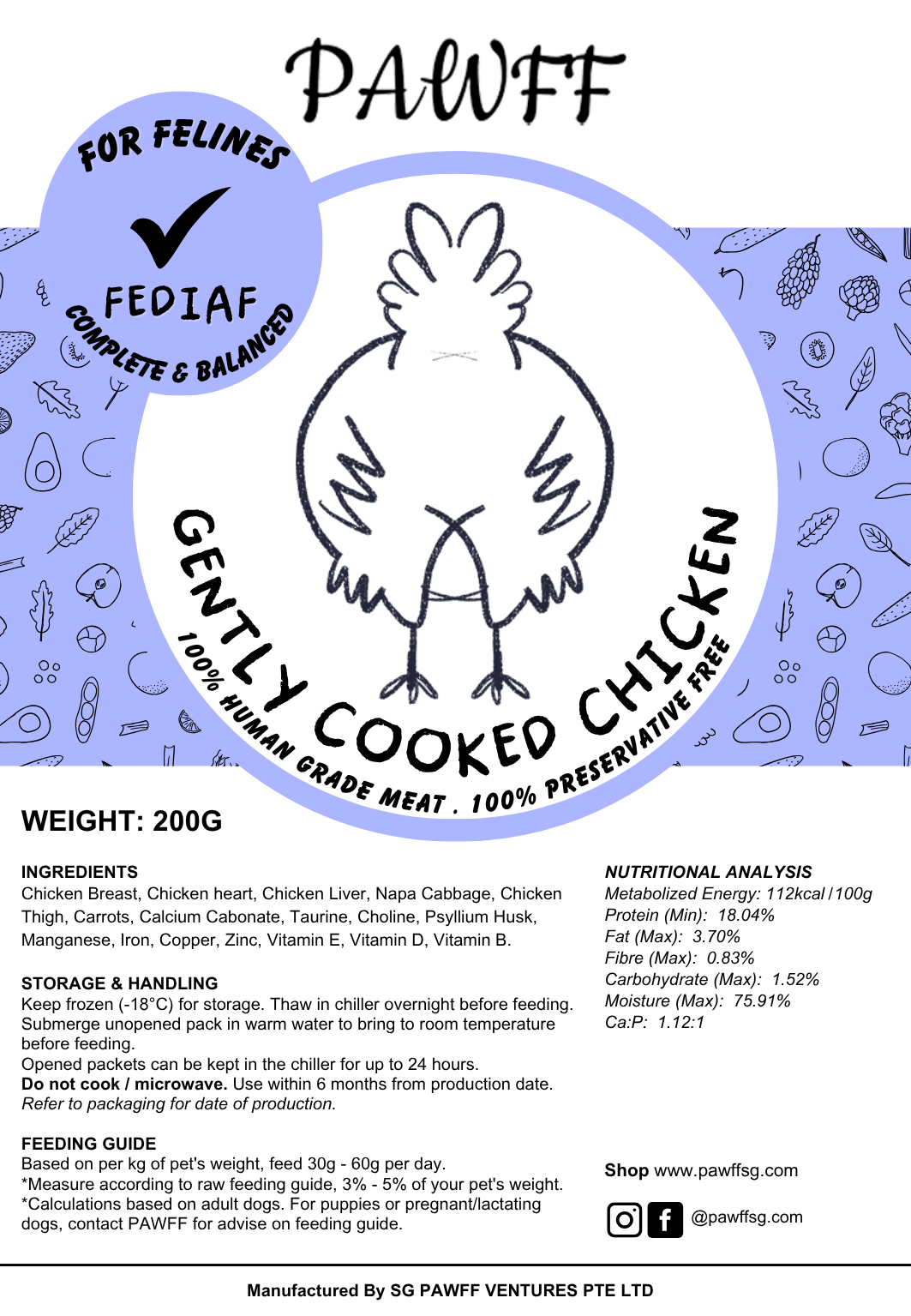 Gently Cooked Chicken for Feline (200g)