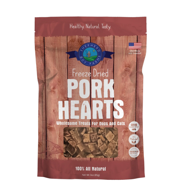 Shepherd Boy Farms Freeze Dried Pork Hearts Treats 3oz