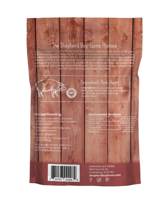 Shepherd Boy Farms Freeze Dried Pork Hearts Treats 3oz