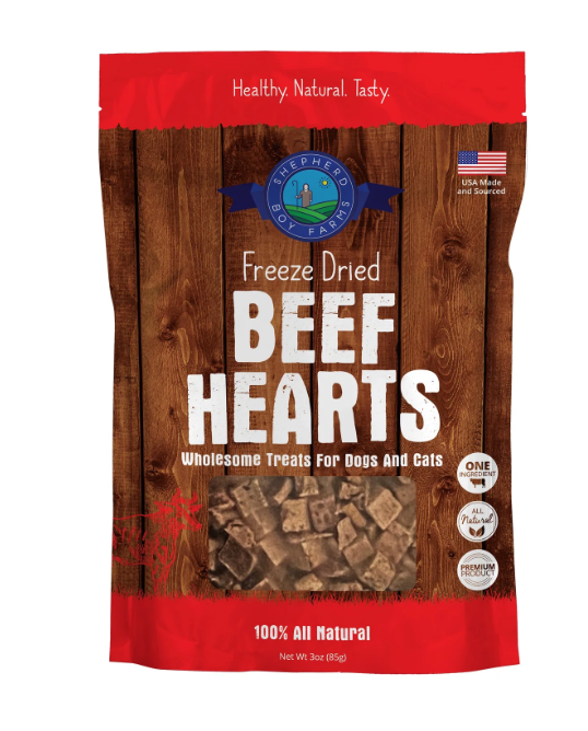 Shepherd Boy Farms Freeze Dried Beef Hearts Treats 3oz
