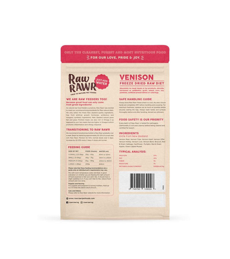 RAWR RAWR Freeze Dried Venison Balanced Diet